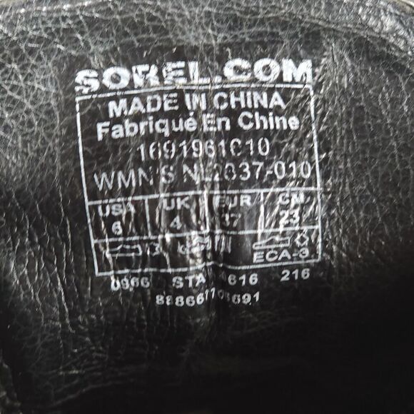 Sorel Women’s Conquest US 6 Black Leather Waterproof Wedge Ankle Winter Boots - Picture 11 of 16